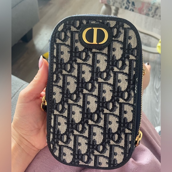 SOLD-Christian Dior blue Oblique Jacquard phone holder - Picture 7 of 11